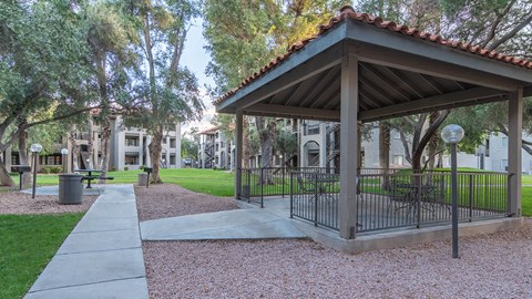 Canyon Oaks gazebo with a nice table for relaxing